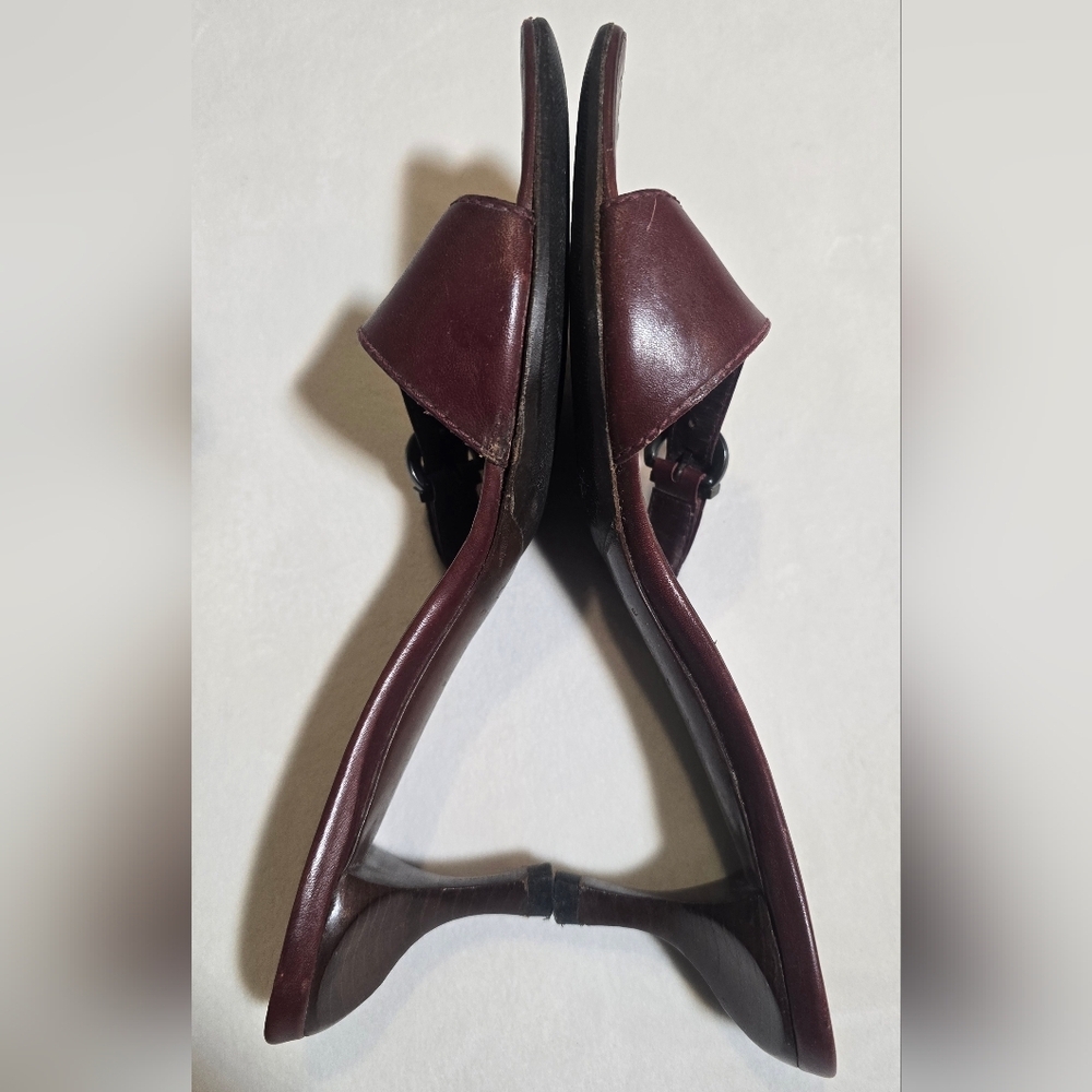 Celine Vintage Dark Mahogany Leather Buckle Mules Size 38 - Picture 5 of 8
